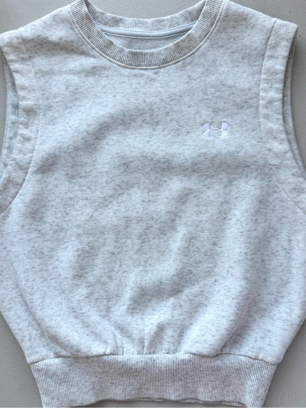 Under Armour Oatmeal Heather Cropped Muscle Sweatshirt Tank Size Small
